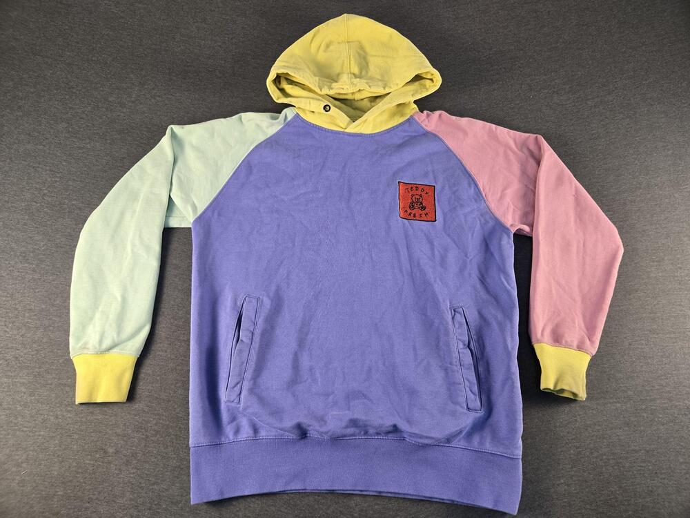 Teddy Fresh Hoodie Sweatshirt Mens Medium Multicolor Colorblock Bear Cotton